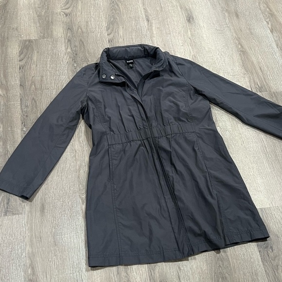 Eileen Fisher M Full Length Rain Jacket Overcoat Packable Hood Waterproof Coat - Picture 3 of 7